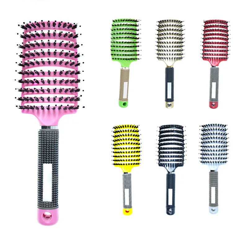 

Wholesale custom logo Colorful Plastic Detangling Anti-Static hair brush Carbon Fiber Hairdressing Combs, Picture
