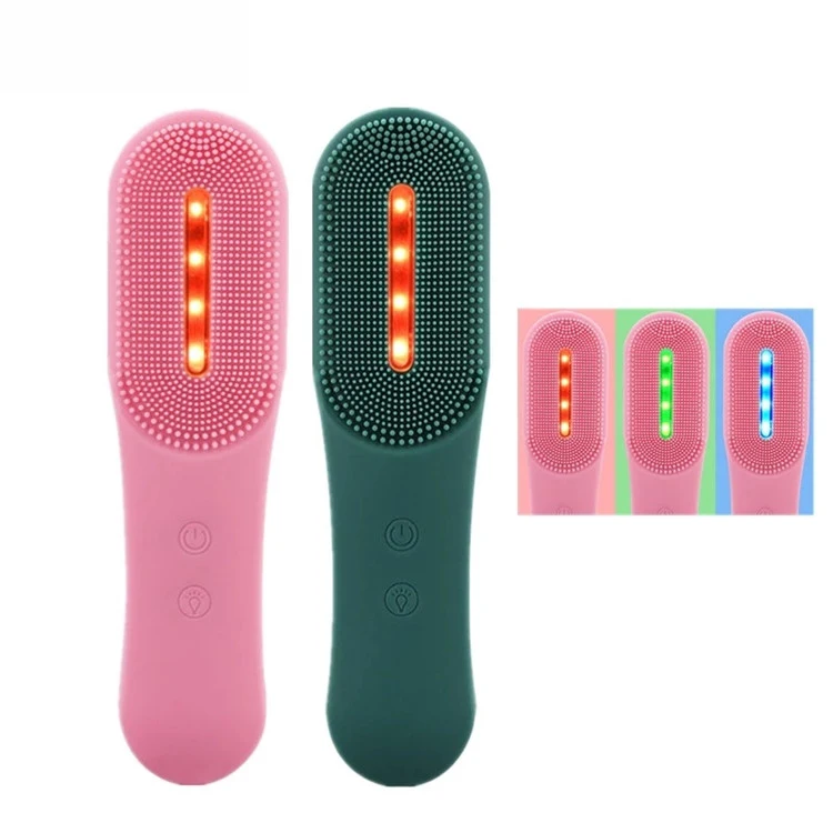 

Electric Facial Cleansing Brush 3 LED Photon Silicone Sonic Face Brush Deep Cleansing Exfoliating Removing Blackhead, Green, blue, red, pink