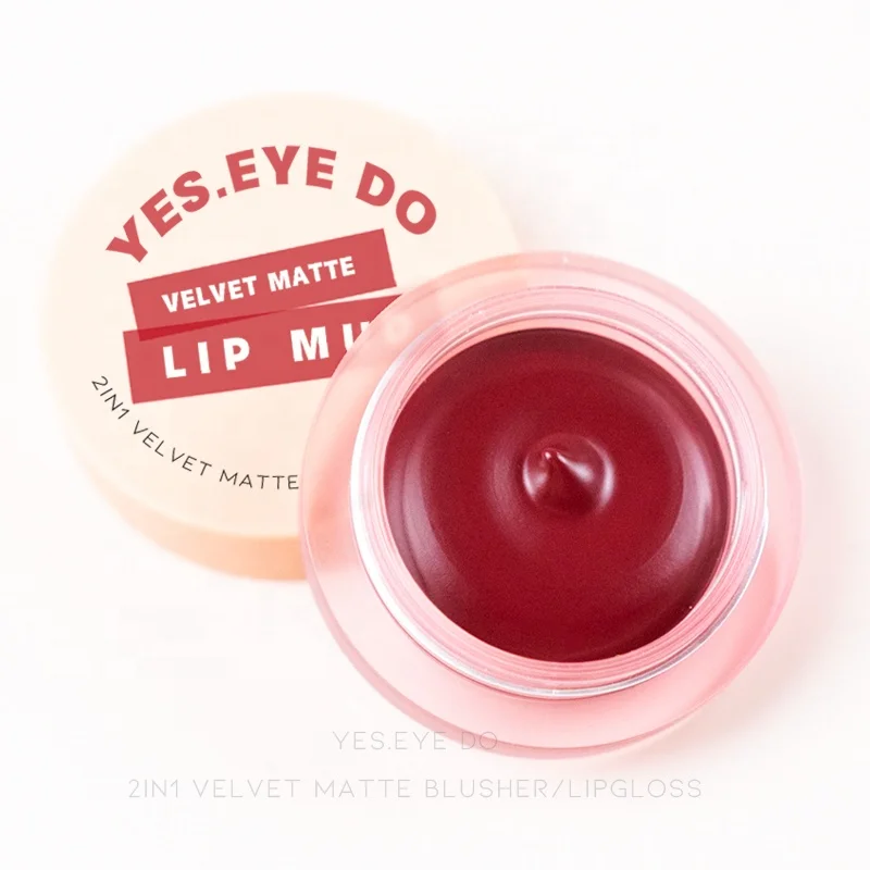 

New Velvet Matte Lip Cheek Mud High Pigment matte canned lip mud with lip brush Long Lasting Lipstick Mud Luxury wholesale, Muliti-color