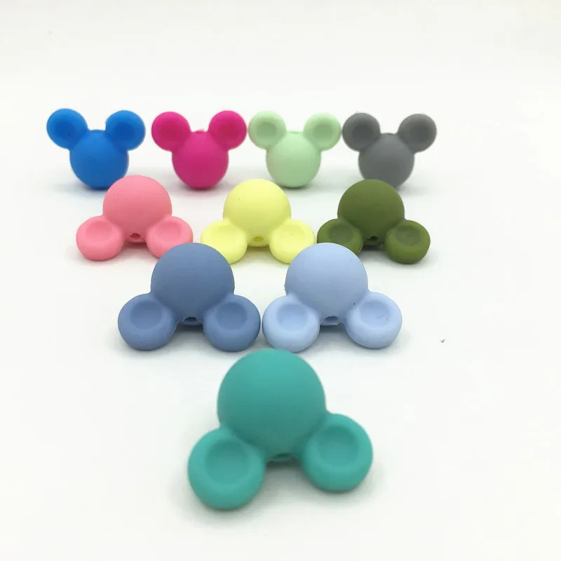 

wholesale custom cartoon mickey abacus silicone chew beads Bulk baby pacifier beads food grade silicone beads teething, 33 colors, customed