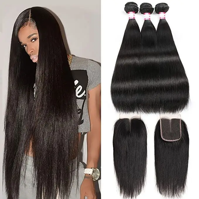 

Malaysian Indian Straight Cuticle Hair Weave Bundles , 100% 10A Brazilian Virgin 40 Inch Peruvian Human Hair