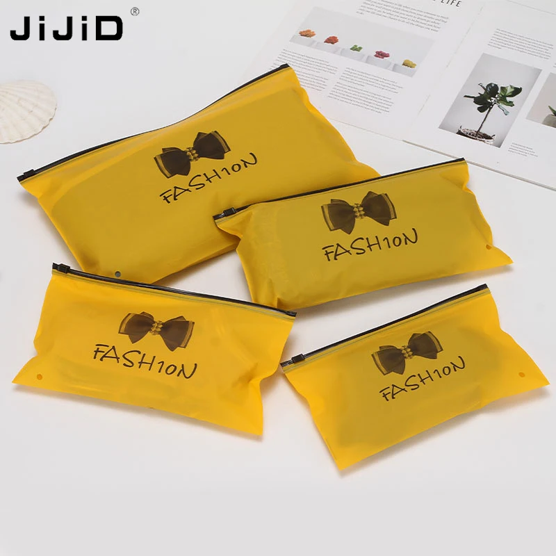 

JIJID Custom Matte Print Poly Zipper Lock tshirt bag Frosted Plastic Packing custom logo plastic seal bags for tshirt