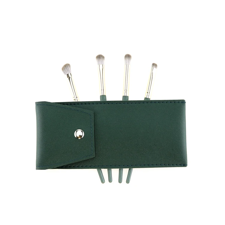 

4Pcs Customized Makeup Brush Set Custom Makeup Brushes With Green Pouch