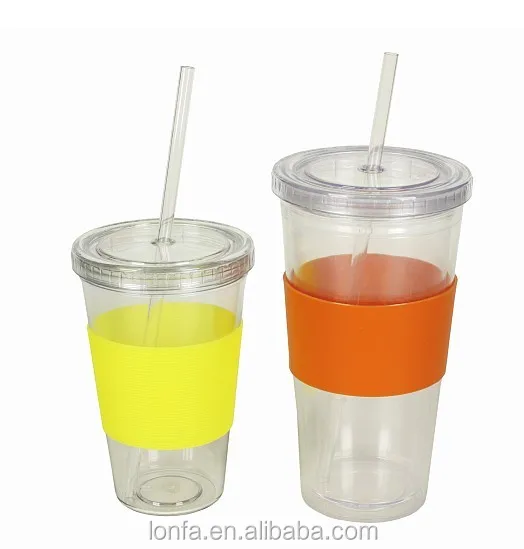 Elegant Shape Drinking Straw Promotional Cups With Straws Single Wall