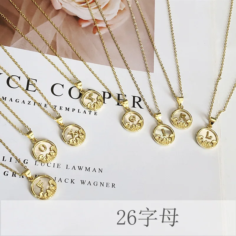 

26 English Letter White Shell Pendant Necklaces Gold Color Initial A-Z Alphabet Necklace For Women Fashion Jewelry Birthday Gift