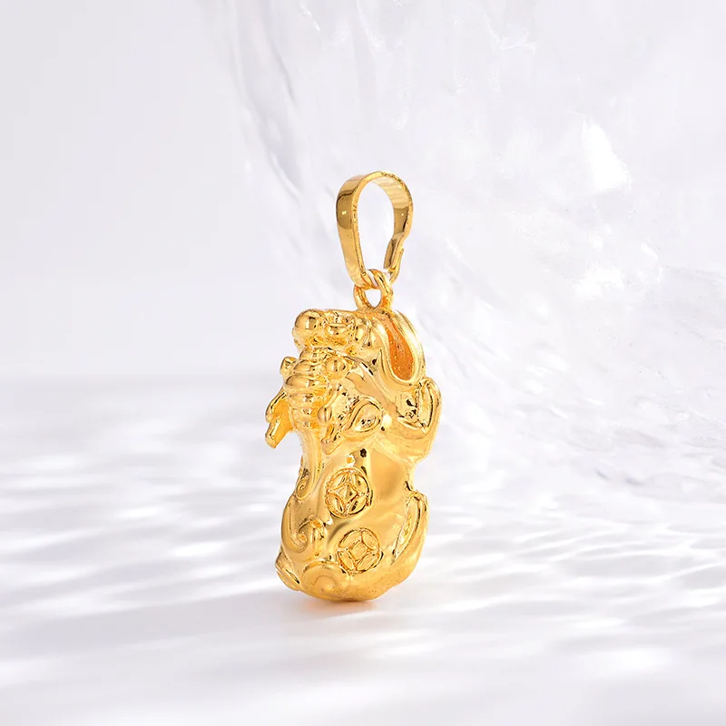 

Exquisite Lucky Brave Clavicle Necklace No Chain 3D 14K Gold Pendant for Women Men Anniversary Jewelry Birthday Gifts Female