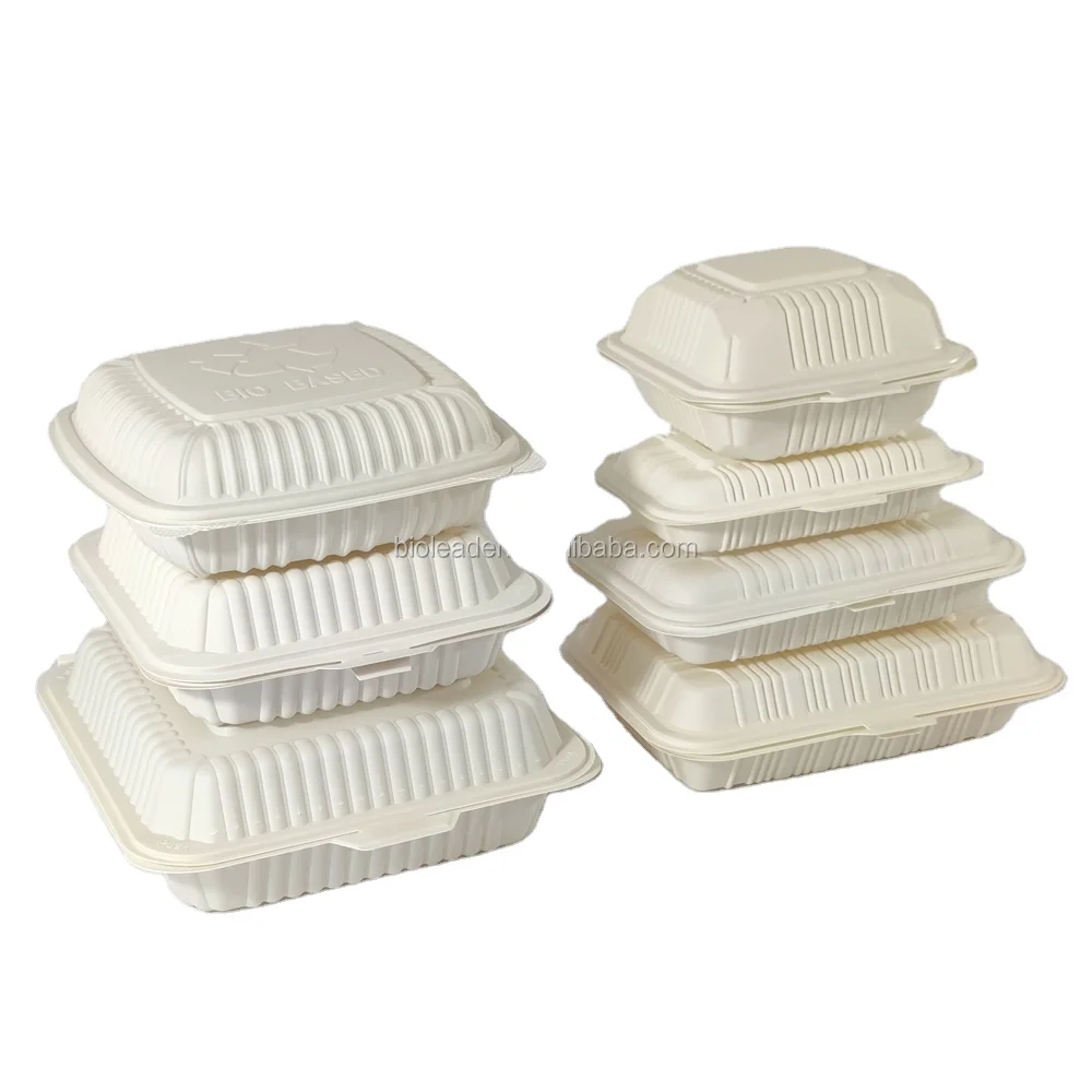 

Factory Directly Biodegradable Disposable Plastic Cornstarch Take Away Food Container Lunch Box Food Box