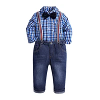 

Cheap boutique europe america style plaid fall children clothes kids clothing boy set