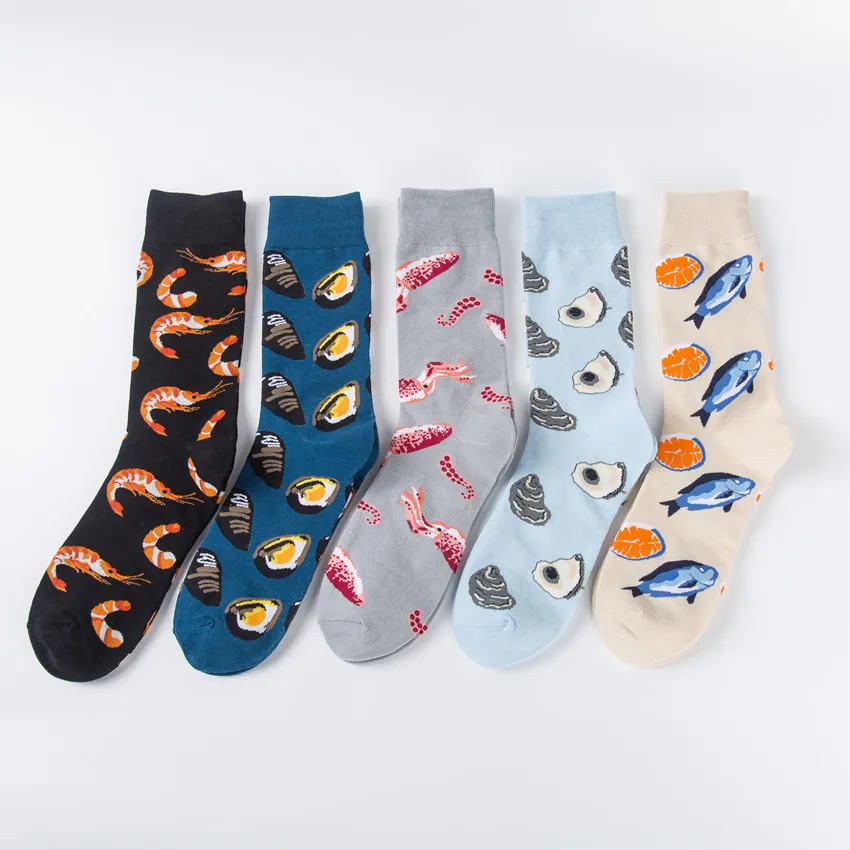 

New Socks Wholesale Customized Personality Harajuku Seafood Arctic Shrimp Cotton Socks Men's And Women's Stockings, Custom color