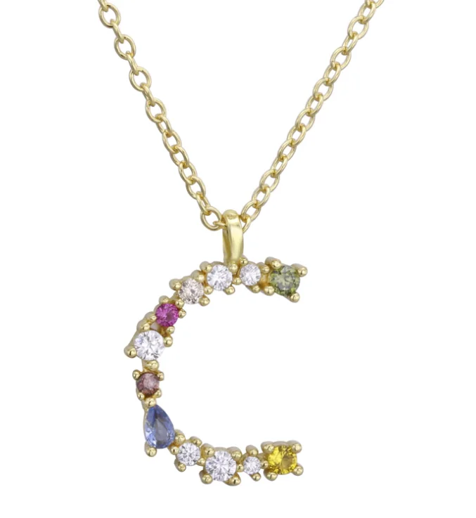 

Letter M Necklace 925 Sterling Silver 18k Gold Plated Jewellery for Women, As picture