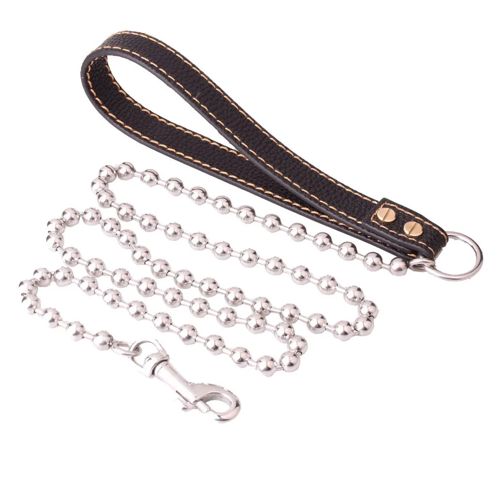 

Hot Selling Stainless Steel Leather Pet Chain Dog Collar Leash, Many