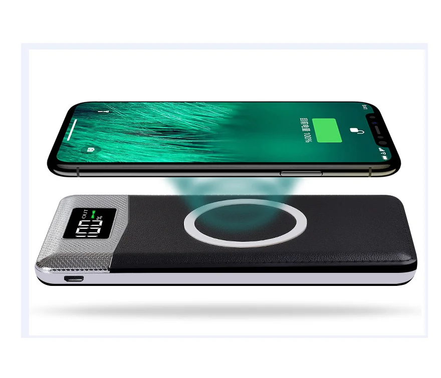 

Mobile Battery Pack qi wireless charger 10000mah power bank supply type C Wireless Charging Power Bank, Black;white;blue;pink