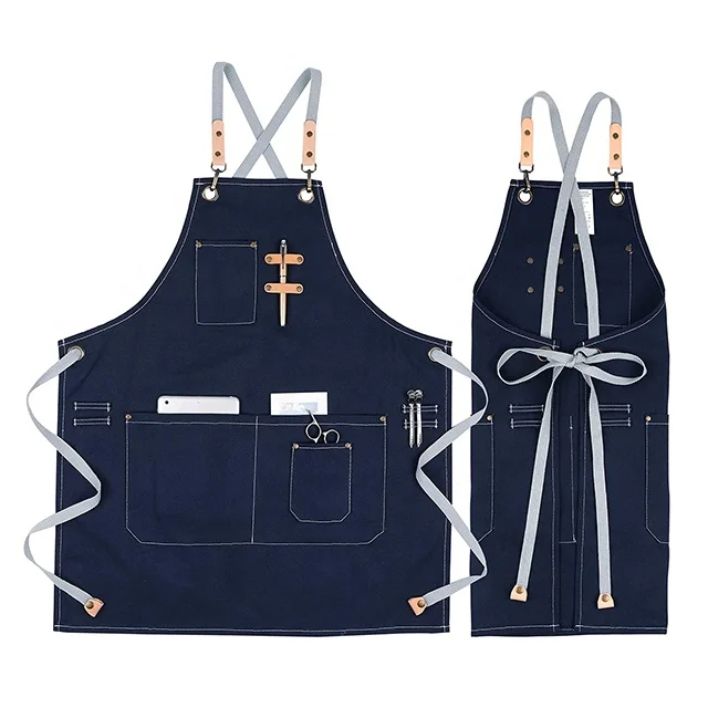 

SunYue Professional Factory Washed Canvas Fabric Customized Barber Work Barista Apron, Can be customized