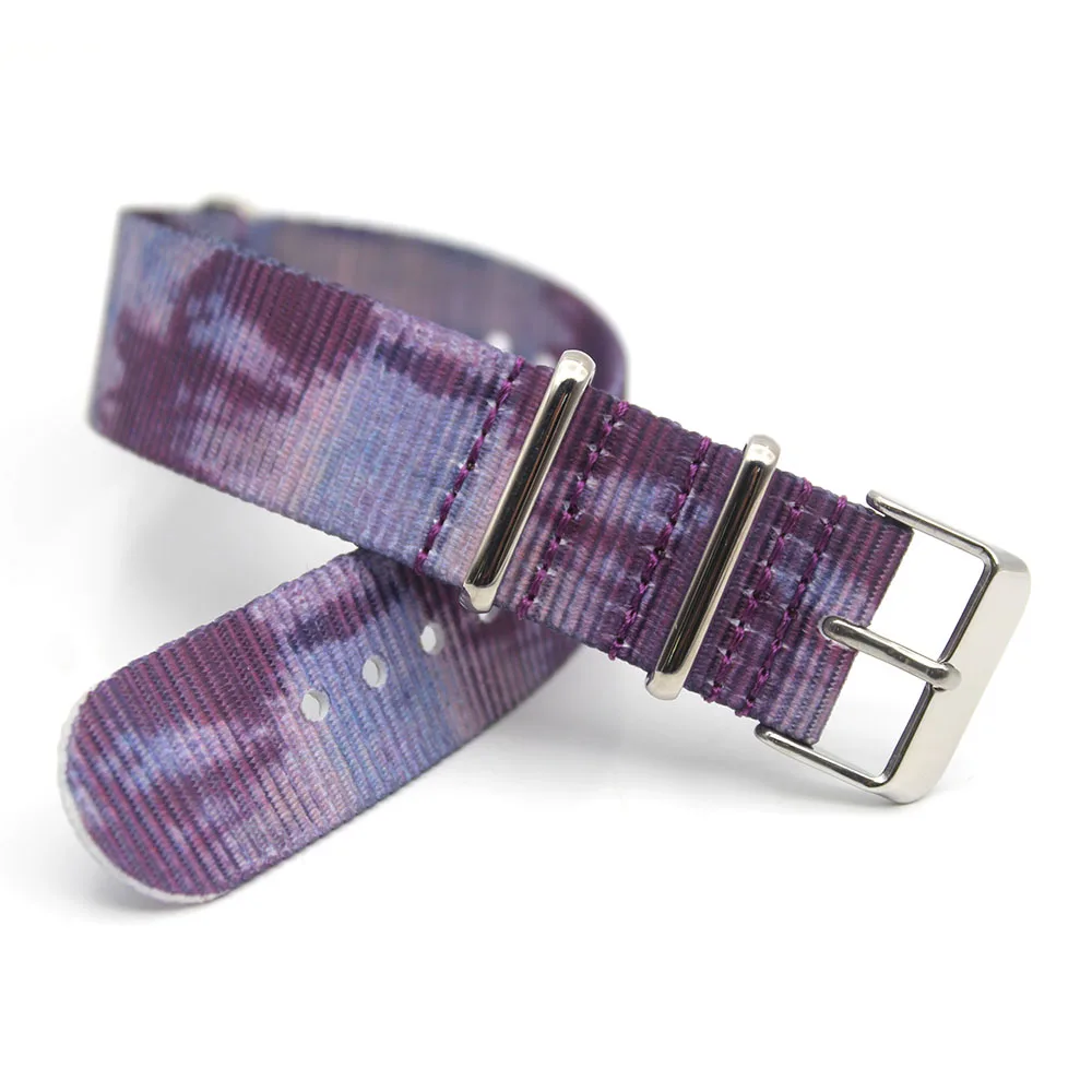 

Factory Custom Purple Printed Iwatch Belt Nylon  Nato Strap Band