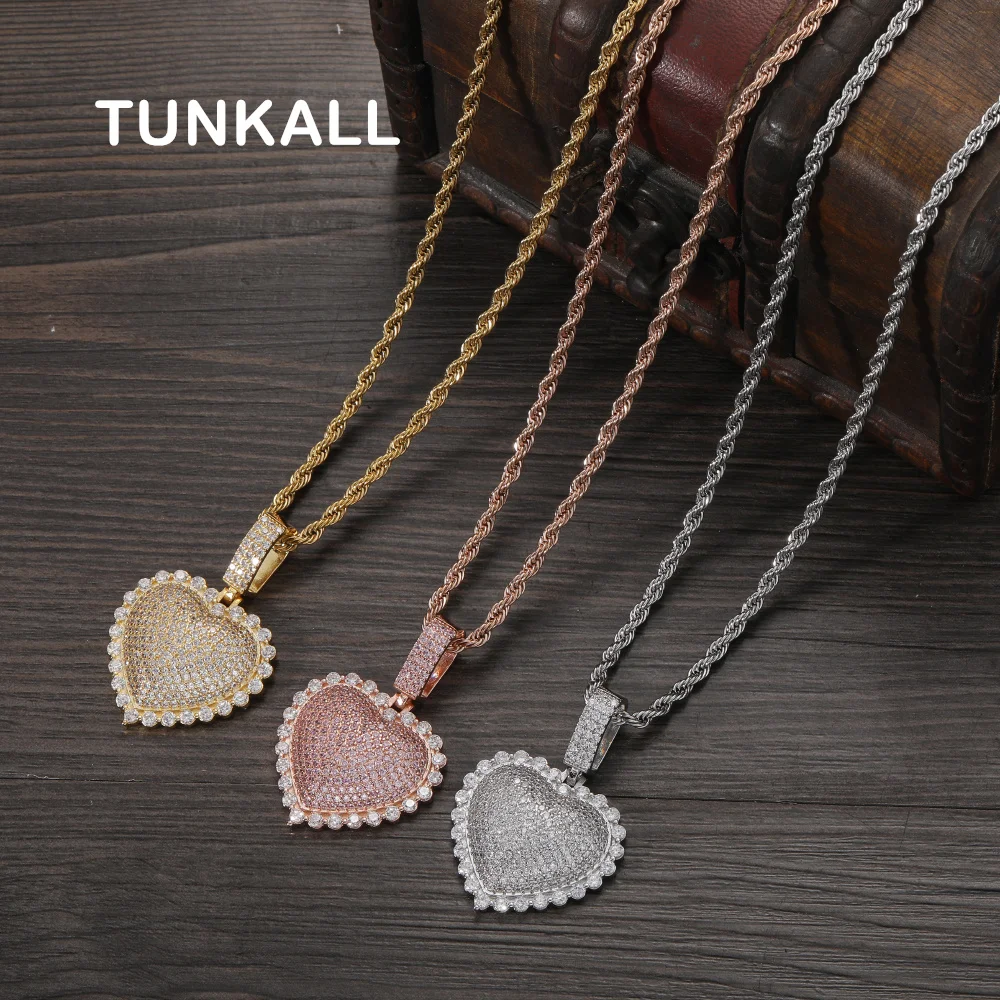 

CN384 Heart Fashion Pendant Bling Bling Mens Necklace Rock Brass Micro pave with CZ Hip hop Jewelry