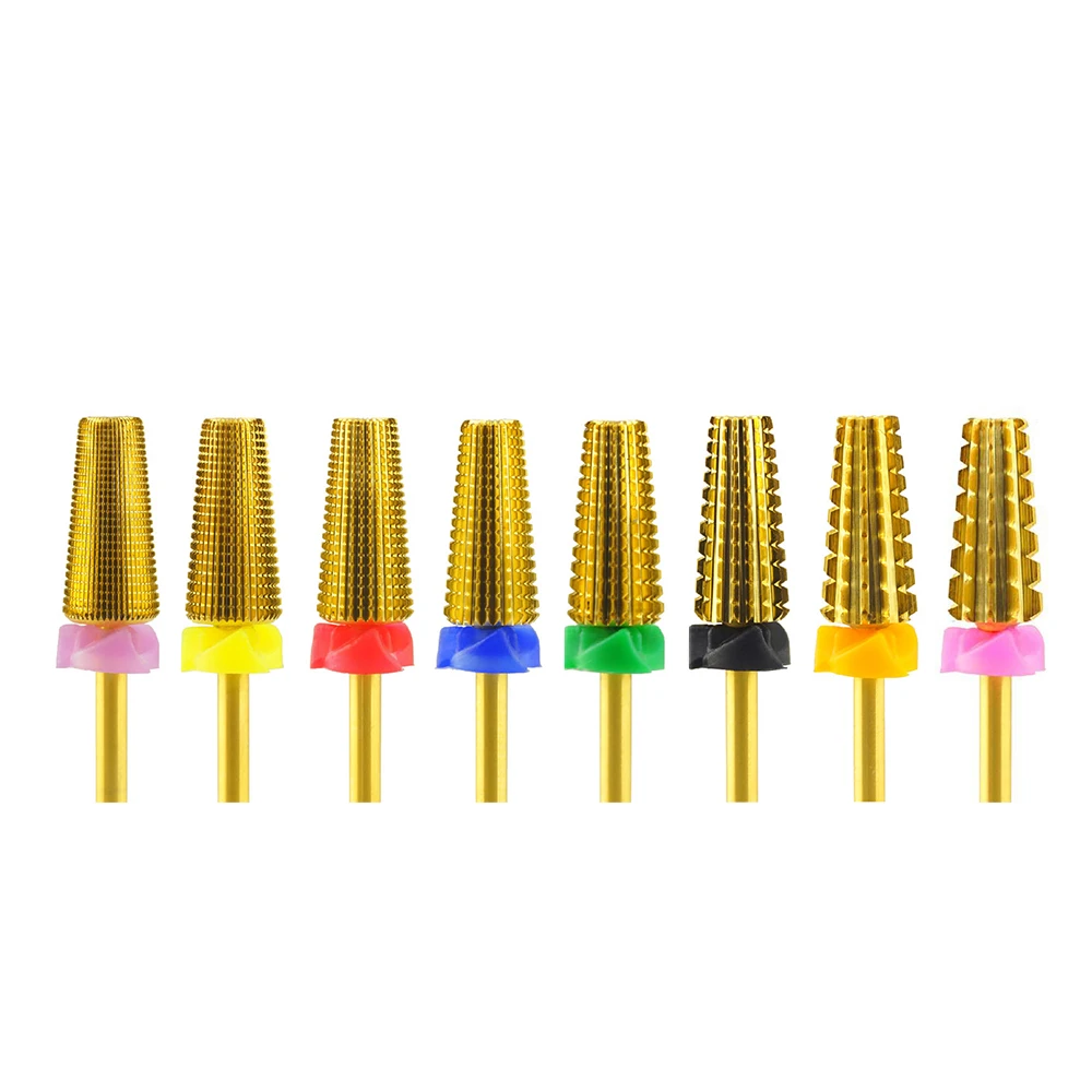 

High Quality gold 5 In 1 Nail Drill Bit 3/32" Tungsten Steel Drill Tool Carbide Bit, Glod