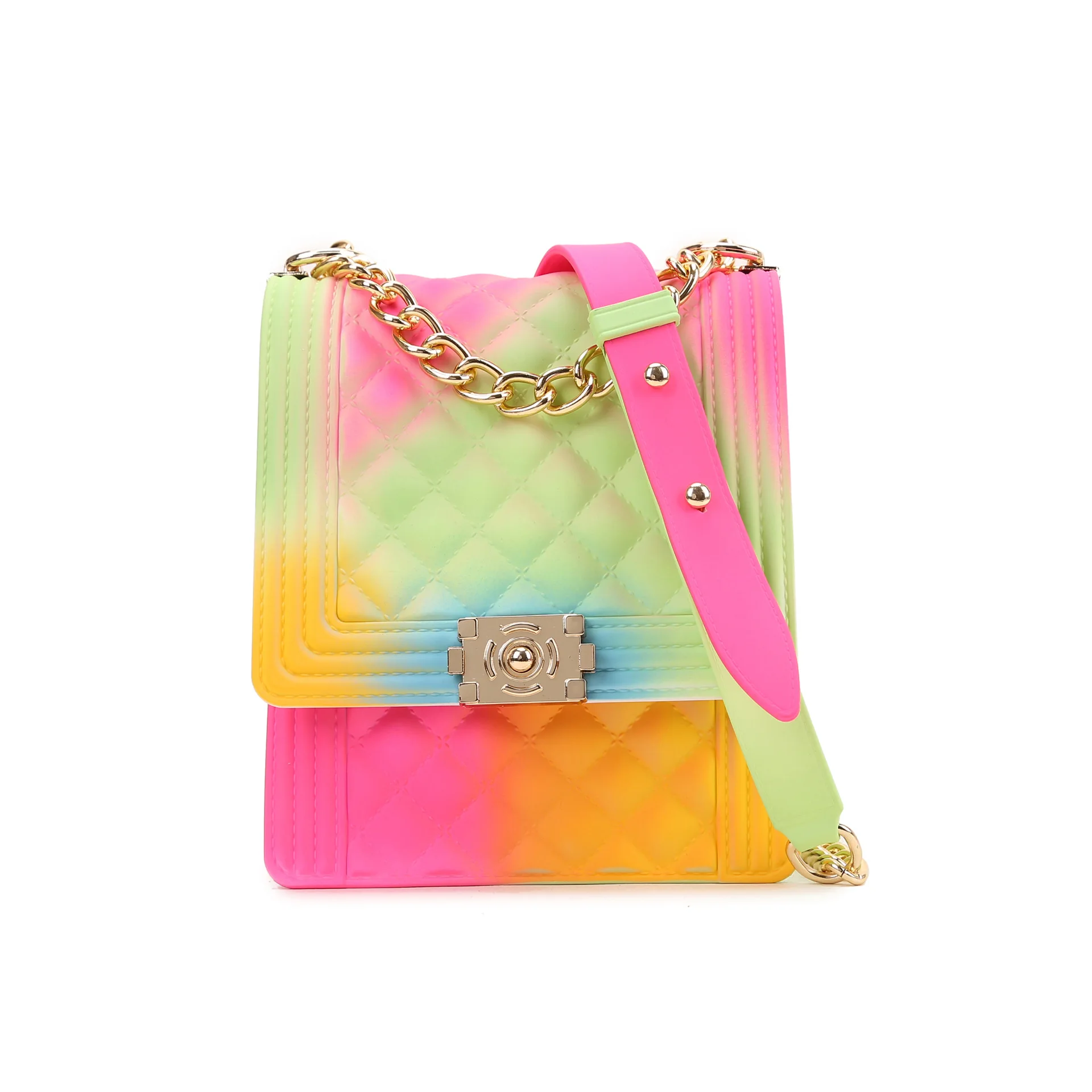 

Curlyfur Wholesale Crossbody Bag Hot Sale Rainbow Colorful Jelly Purse