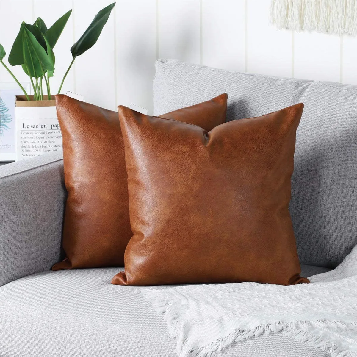 Hot Selling Luxury Leather Pillowcase Outdoor Waterproof PU Leather Splice Pillow Cushion Covers New Styles for Home Decor