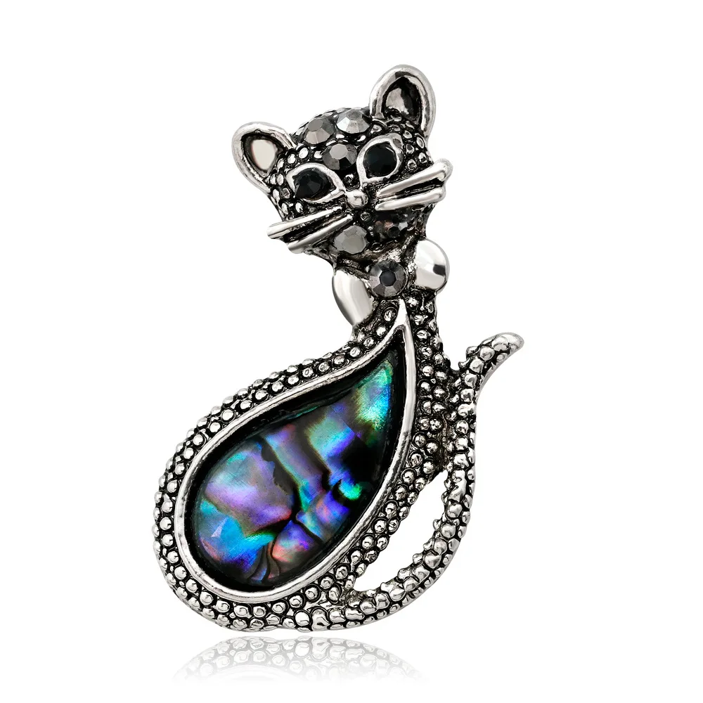 

Retro High Grade Abalone Shell Cat Brooch Fashion Animal Pins