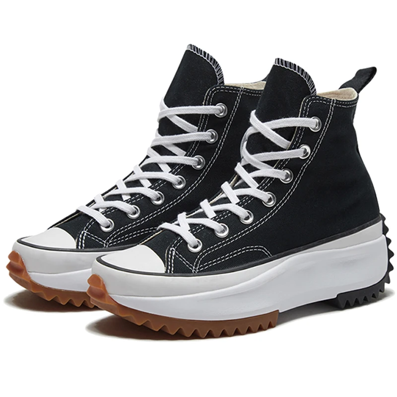 

The latest hot style canvas non-slip fashion high-soled casual shoes for men women, Black/white