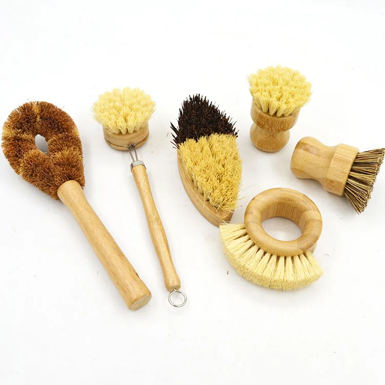 

New Bamboo Products Reusable Zero Pollution Wood Kitchen Scrub Brush Set