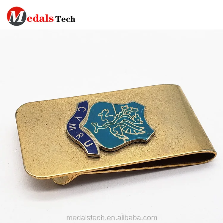High quality custom metal logo folding hinged money clips