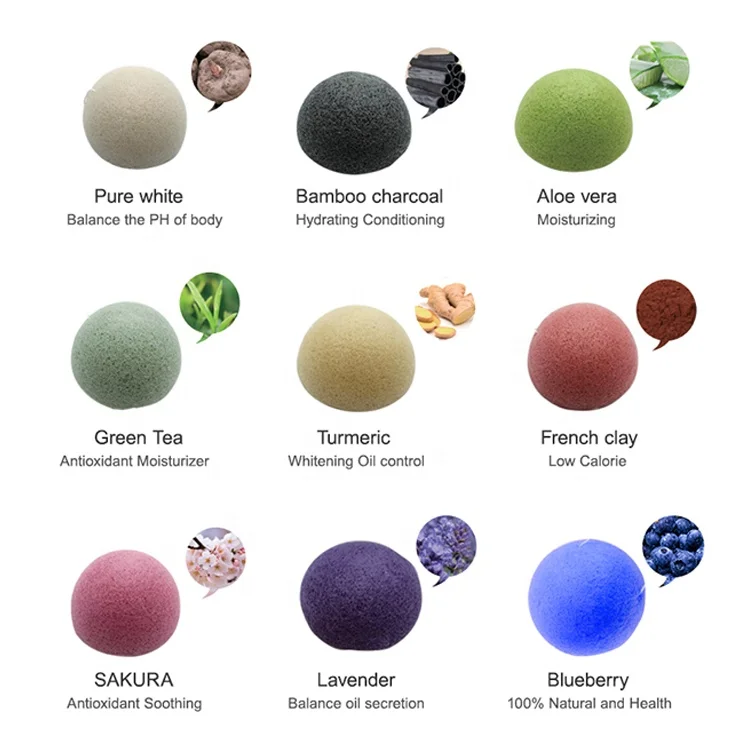 

Factory direct product Amazon sponge konjac multi colors Face Cleansing natural cognac sponge