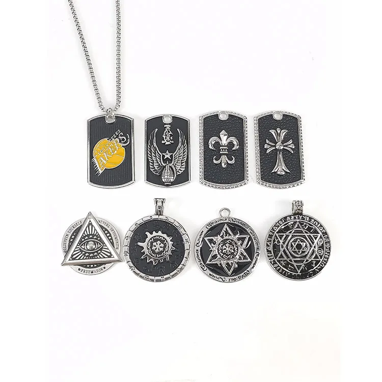 

LIVE4U Custom Jewelry Silver Mens Stainless Steel Chains Alloy Pendants Necklace