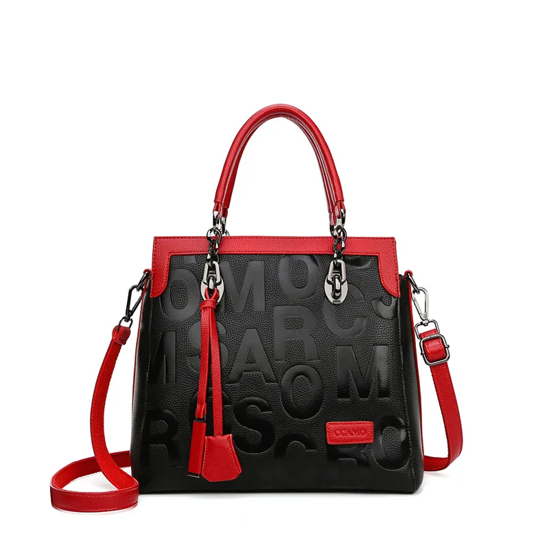 

Genuine Leather Bags 2021 New Large-capacity Casual Totes Fashion Print All-match Ladies Shoulder Messenger Bags Women Handbags