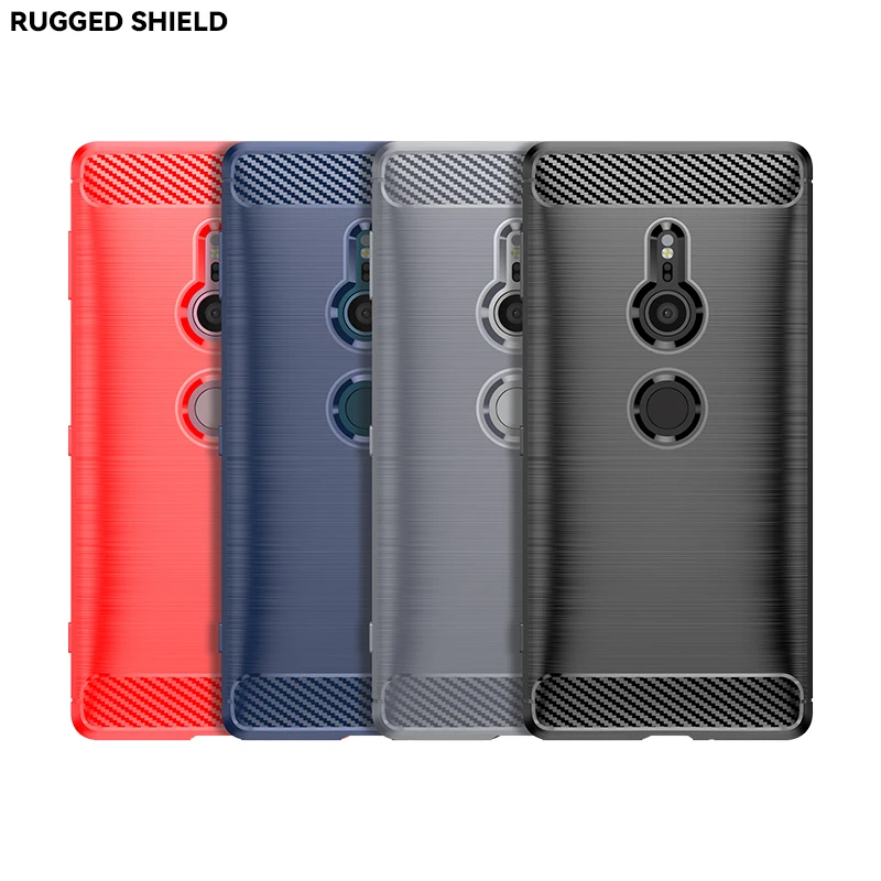 

Carbon Fiber Shockproof Soft TPU Back Cover mobile Phone Case For Sony Xperia XZ2