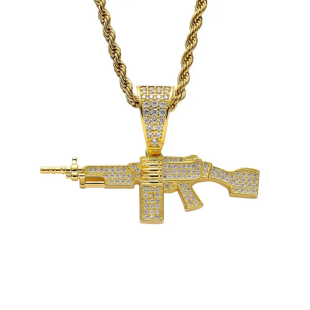 CN135  Brass CZ  Pendants Iced Out Hip Hop Necklace for Men Gold Color Silver Color