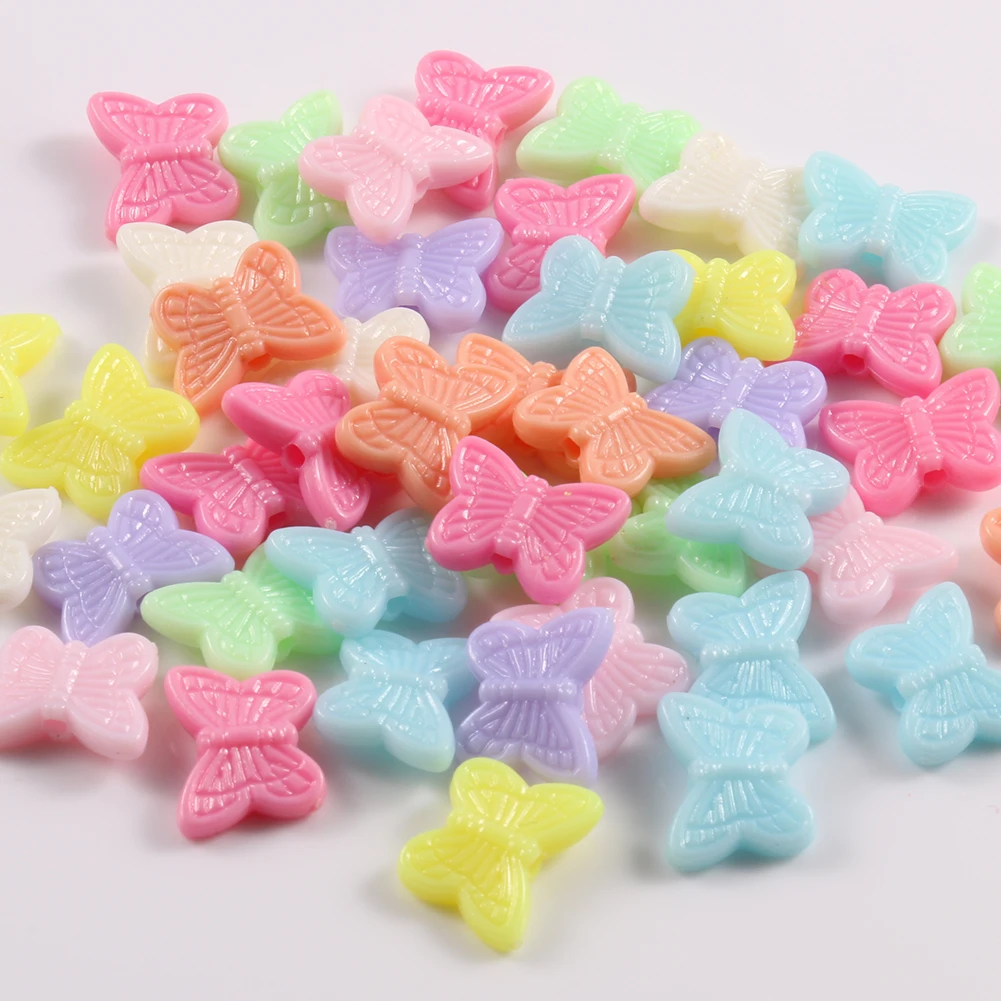 

Wholesale 100pcs/bag  Butterfly Shape Colorful Plastic Acrylic Beads for Jewelry DIY