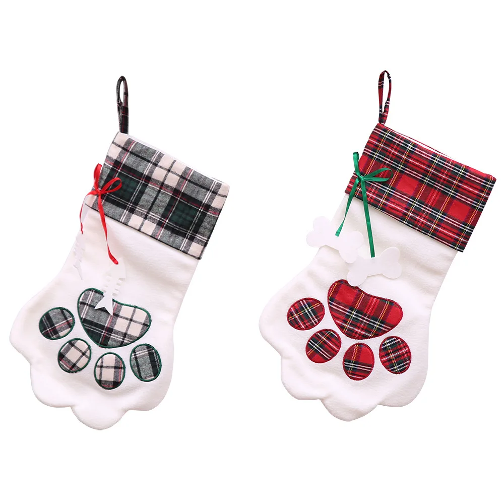 

Free shipping New creative dog paw Christmas stocking Christmas decorations Christmas socks gift bag