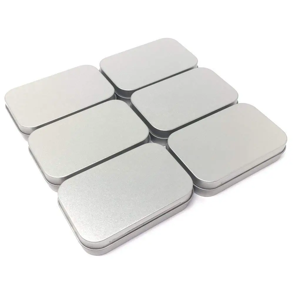 30 Pack Silver Mini Portable Box & Aybloom Metal Rectangular Empty Hinged Tins 