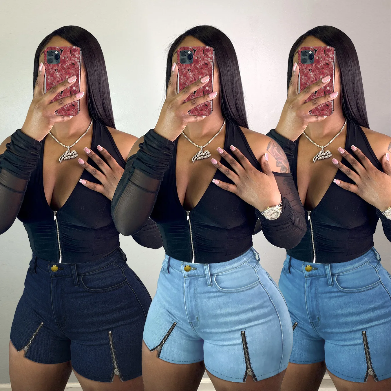 

W8712 - fashion new women high waist denim jean shorts