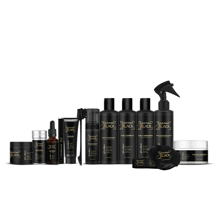 

EVERYTHINGBLACK Private Label Hair Styling Set Edge Control Strong Hold Heat Protectant Afro African Hair Care Products