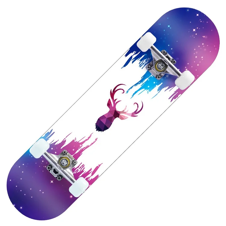 

Chinese factory wholesales 2 wheel 7 Layer Maple wood Complete Outdoors Sports beginner trainer practise Skateboard, Customized color