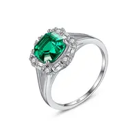 

CZCITY Genuine 925 Sterling Silver Emerald Rings with Green Gemstone for Women Customized Gift
