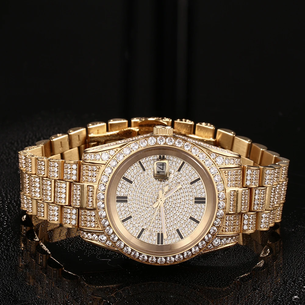 

Men Iced Out Moissanite Watch Luxury High Quality Diamond Watch