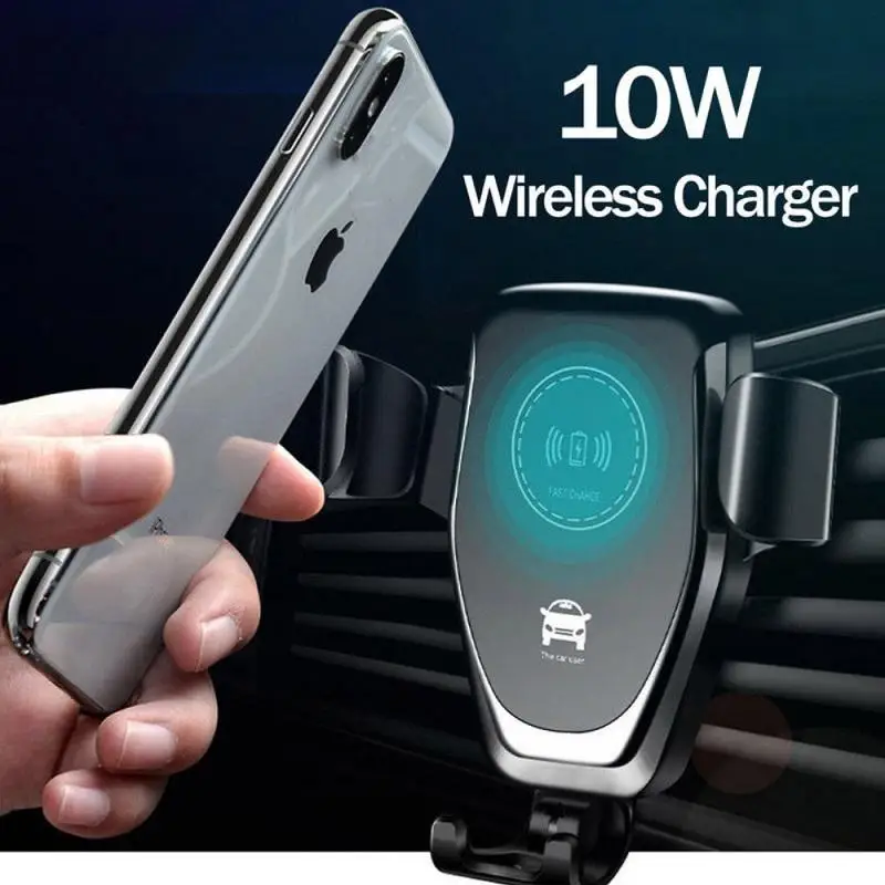 

Qi wireless car charger mobile phone holder 10w mobile phone Q12 car wireless fast charger, Black white