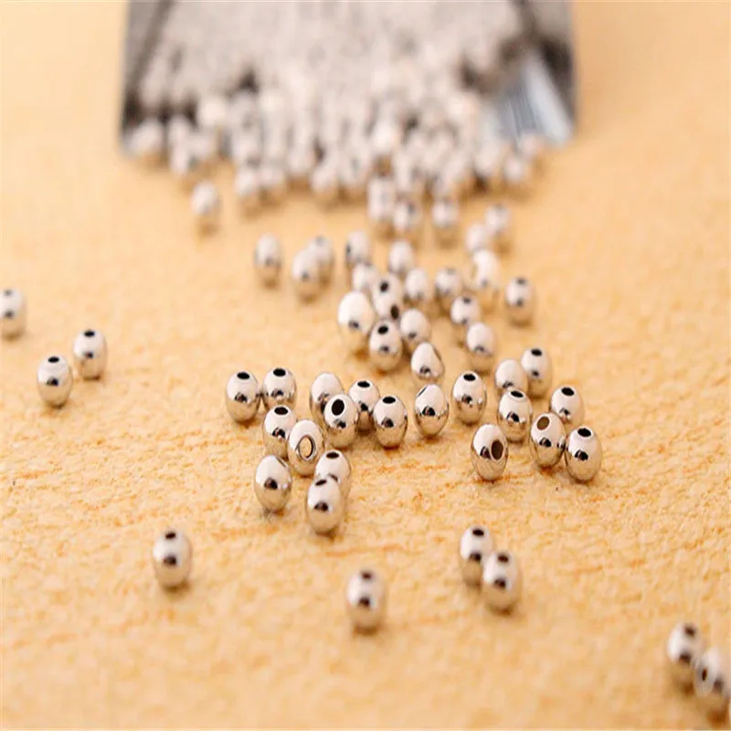 

Wholesale 2-6mm Gold Silver Rose gold Color 925 Sterling Silver Beads Accessoris, As the picture