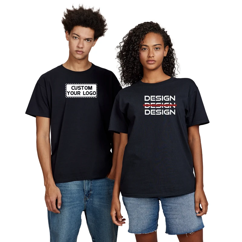 Wholesale 100% Cotton Formal T-shirts Regular Fit Soft Comfortable Men Women Knitted 180g Customizable Logo Print Available
