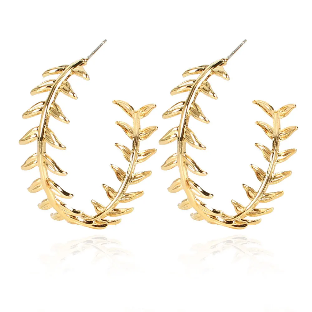 

Retro Exaggerated Temperament C-shaped Leaf Earrings Personalized Womens Leaf Hoop Earrings