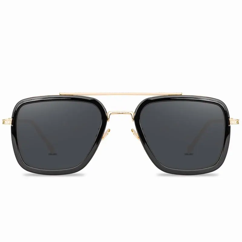 
66218 Tony Stark Sunglasses lentes de Iron Man Vintage Retro Square Metal Frame Sunglasses for Men Women Edith glasses 