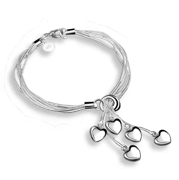 

Silver plated heart wrist bracelets bangles jewelry for women, As picture