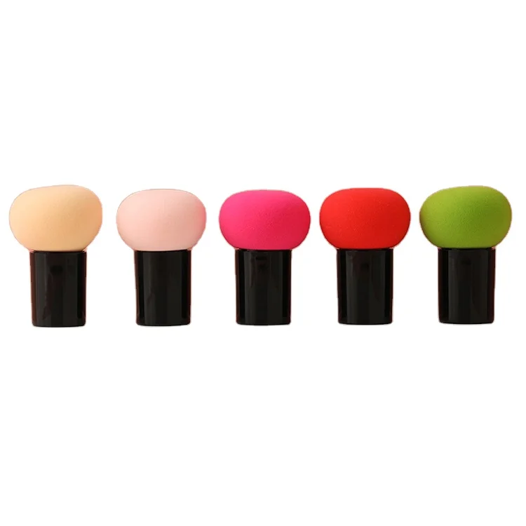 

Wholesale Soft Mushroom Foam Puff Sponge Facial Makeup Foundation Applicator With Handle, Colorful