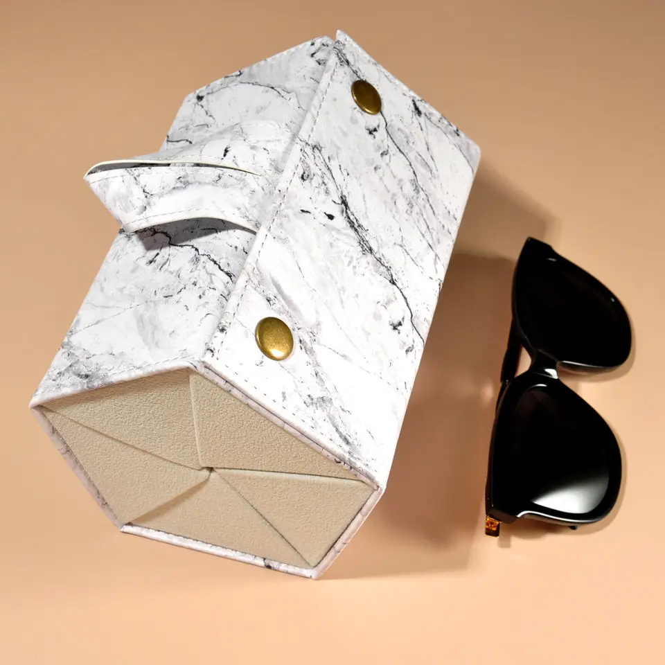 

Marble storage shipping boxes travel sunglasses organizer leather Pentagonal multi sunglasses case set