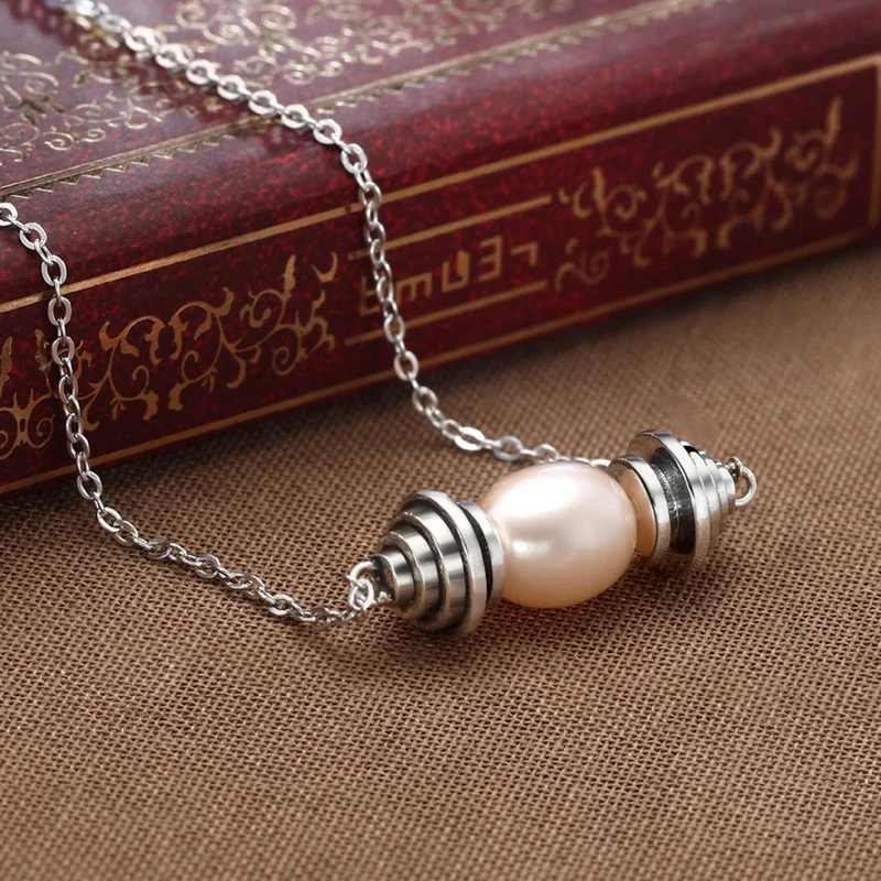 

925 Sterling Silver Beige Natural Freshwater Pearl Charms Women Jewelry Necklace Custom