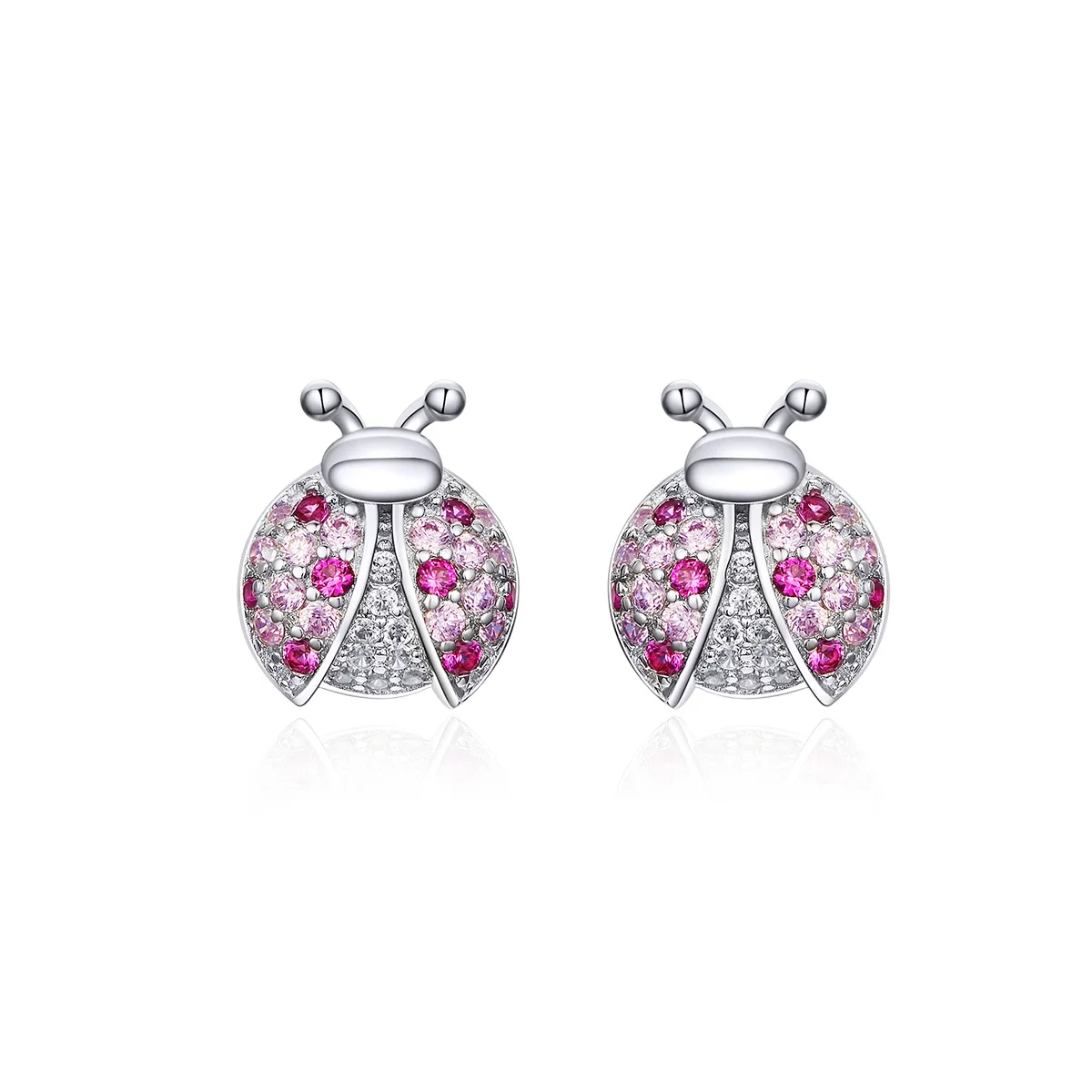 

Genuine Crystal Zircon Stone Ladybug 925 Silver High Quality Jewelry Earrings