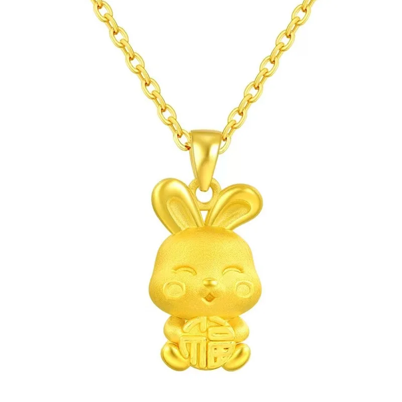 

Vietnam Placer Gold Lucky Rabbit Pendant Cute Bunny Necklace Temperament Clavicle Chain Women's Jewelry Gift